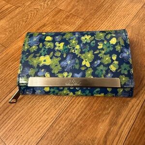 Patricia Nash Cametti Leather Trifold Wallet-Denim Blues Navy Floral Wallet